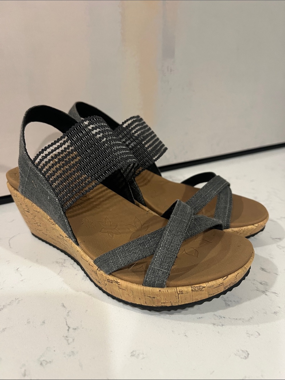 Skechers Women's Beverlee High Tea Wedge Sandals size 7.5